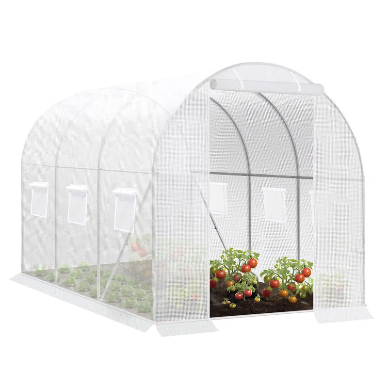 WOLTU Polytunnel Gewächshaus grün und transparent mit Tür und 6 Fenstern für den Anbau von Gemüse und Pflanzen, B/T/H: 300 x 200 x 200 cm - Bild 2