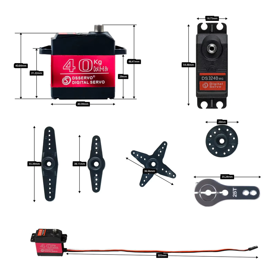wishiot DS3240 Digital Servos Motor, 4-teiliges Set, Metallgetriebe - Bild 3