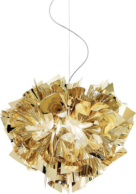 Slamp Veli Suspension Small Pendelleuchte in Gold und Transparent mit Goldflex® und E27 Fassung - Bild 1