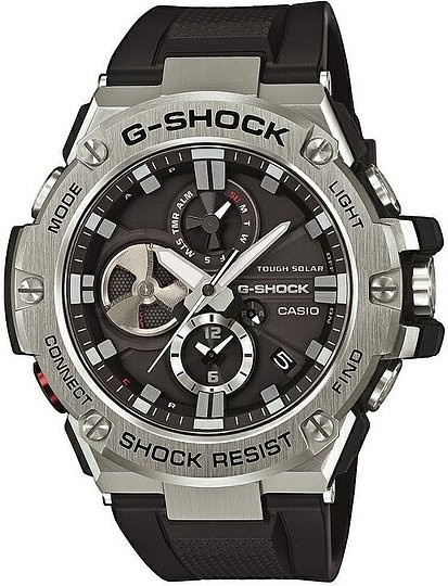 Casio G-Shock Armbanduhr, Solar, Analog-Digital, Edelstahl, Schwarz, Unisex - Bild 1