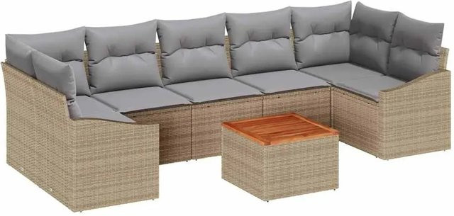 vidaXL Garten-Sofa-Set 8-teilig in Beige und Hellgrau - Bild 1