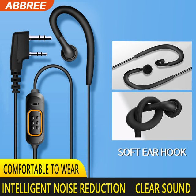 ABBREE Headset-Mikrofon-Kopfhörer in Schwarz für BaoFeng UV-5R UV-21 PRO und UV32 Walkie Talkie - Bild 1