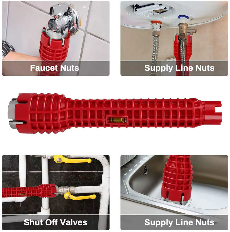 HUKELP 8-in-1 Sanitär-Reparaturwerkzeug Set für Waschbecken und Wasserhahn in Rot - Bild 5
