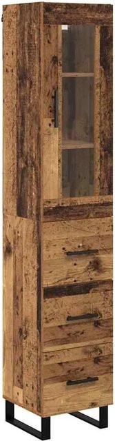vidaXL Highboard aus Altholz in Braun mit Türen und Schubladen, B/T/H: 69,5 x 34 x 180 cm - Bild 1