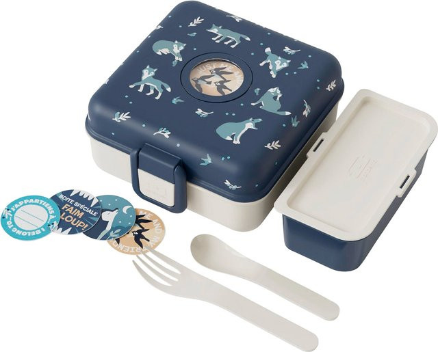 Monbento Snackbox in Blau mit Besteck und Clip-Verschluss - Bild 1