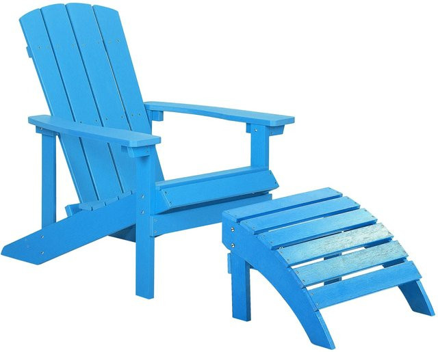 Beliani Gartenstuhl Blau mit Armlehnen im Retro-Design, B/T/H: 75 x 88 x 88 cm - Bild 1