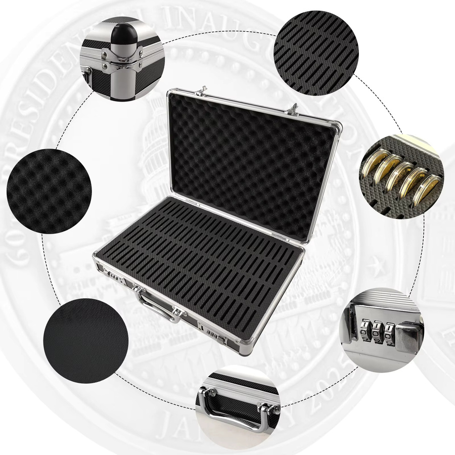 Münzaufbewahrungs- und Präsentationsbox aus Aluminiumlegierung mit 100 Fächern und Schloss für Münzsammler und Kapsel-Organizer - Bild 3