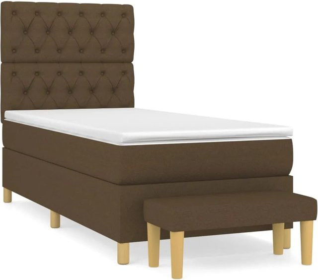 vidaXL Boxspringbett mit Matratze Hybrid-Design in Dunkelbraun und Weiß, B/T/H: 80 x 200 x 118 cm - Bild 1