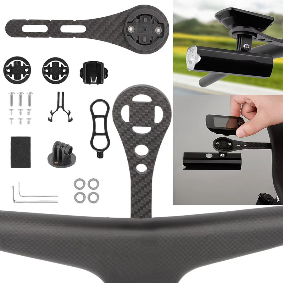 VKTECH Carbon Fiber Fahrrad Lenker Computer Halterung in Schwarz für Garmin, Bryton und Wahoo - Bild 2