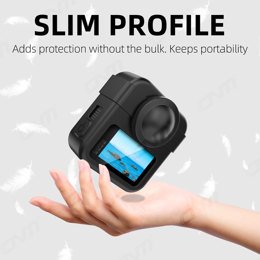 Stoßfeste Silikonhülle für GoPro Max2 in Schwarz mit Schutz für Batteriefach und Objektivdeckel - Bild 6