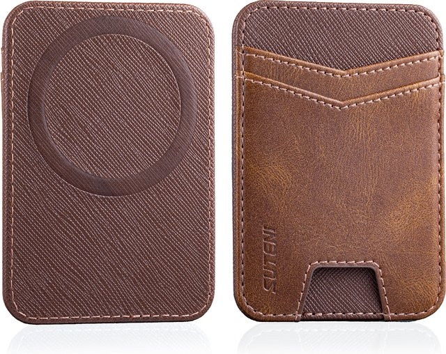 SUTENI Handy-Magnet-Tasche aus Kunstleder mit RFID-Schutz als Kartenhalter und Geldbörse in Blau oder Braun - Bild 1