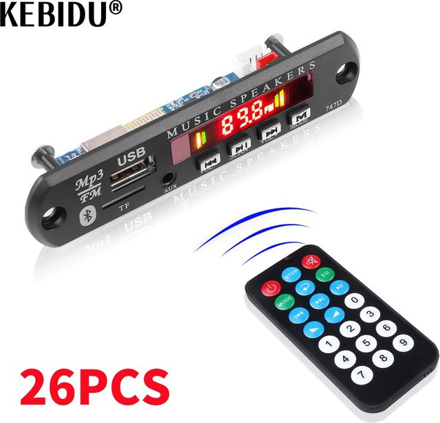 Kebidu Bluetooth 5.0 MP3 Decoder Board mit FM Radio, USB, AUX, TF und Freisprecheinrichtung, Schwarz - Bild 1