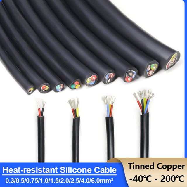 Flexibles Silikonkautschukkabel in Schwarz mit Kupferdraht, hitzebeständig bis 200 °C, 2/3/4/6-adrig, Querschnitt 0,3 - 6,0 mm2 - Bild 1