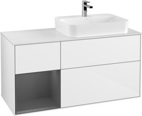 V&B Waschtischunterschrank Finion mit Wandbeleuchtung, Weiß lackiert, Breite: 120 cm, Tiefe: 50,1 cm, Höhe: 50,1 cm - Bild 1