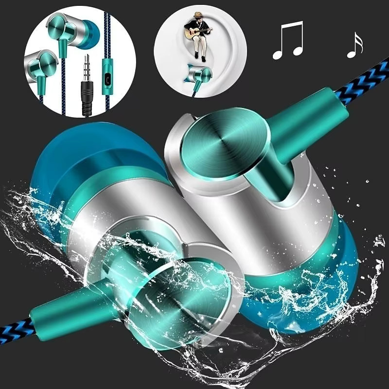 In-Ear Kopfhörer mit 3,5mm Klinkenanschluss und HD-Mikrofon für Sport und Telefonie, HIFI Bass Wired Ohrhörer in Lila - Bild 2
