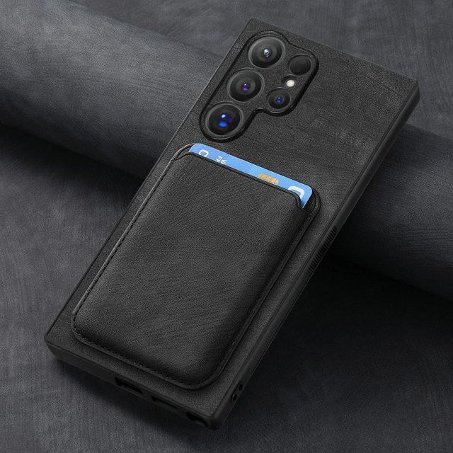 2 in 1 Magnetische Handyhülle mit abnehmbarem Kartenhalter für Samsung Galaxy S23 FE S24 S22 Ultra Plus A25 A35 A15 A05 A05S in Schwarz - Bild 1