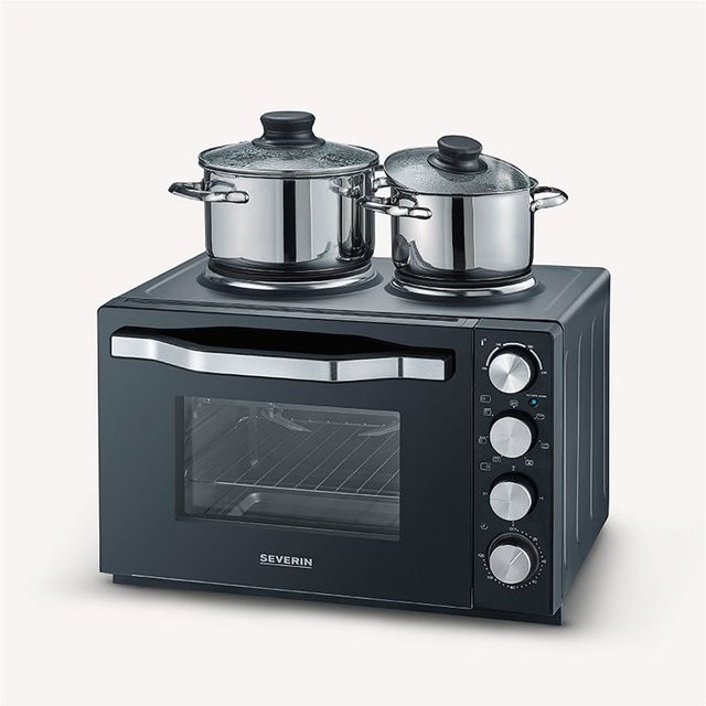 Severin Minibackofen TO 2074 in Schwarz/Edelstahl mit 30 l Volumen, 2500 W Leistung, Umluft, Grillfunktion, Oberhitze und Unterhitze sowie Timer und Drehspieß - Bild 2