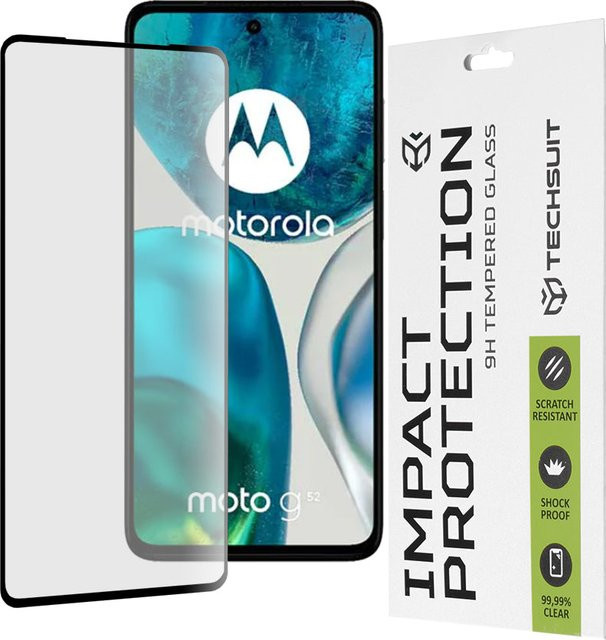 Techsuit Displayschutzfolie aus gehärtetem Glas für Motorola Moto G52 und G82, Full Glue, Schwarz - Bild 1