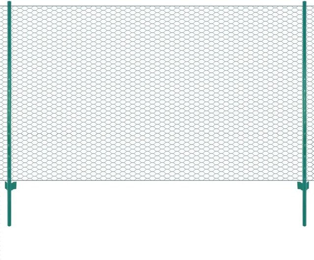 vidaXL Maschendrahtzaun mit Pfosten aus Stahl und PVC-Beschichtung in Grün, B: 25 m, H: 1,5 m - Bild 1