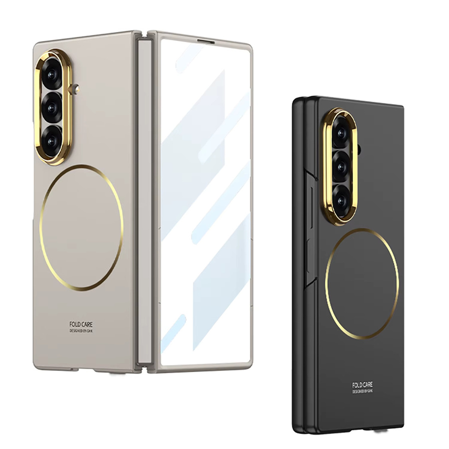 Ultradünne magnetische Handyhülle in Gold mit Kamera-Lochschutz und gehärtetem Film für Samsung Galaxy Z Fold 7 und Galaxy Z Fold 6 - Bild 2