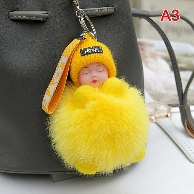 Linyi toy Schlüsselanhänger Pompom, Plüschpuppe, Damen, Mädchen, yellow - Bild 1