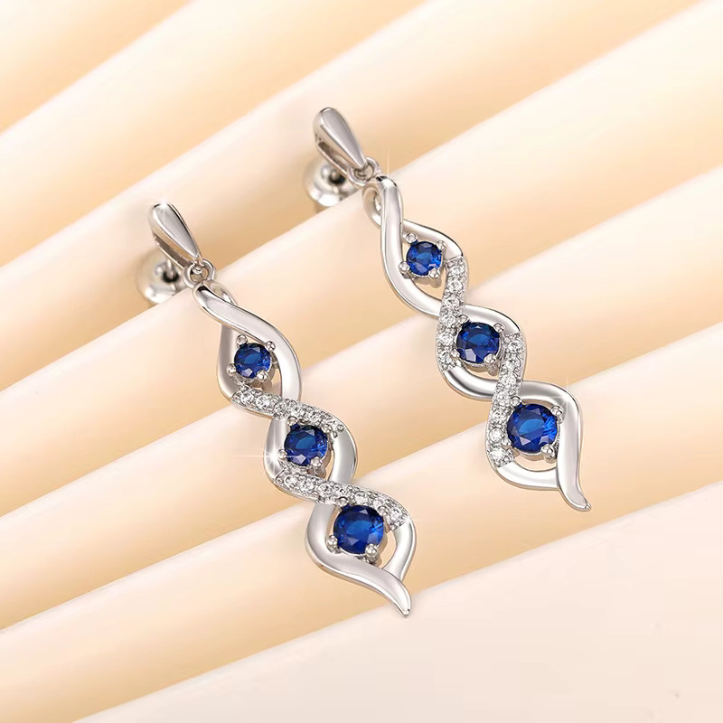 Huitan Ohrringe, Silber, Zirkonia, blau, Damen - Bild 3