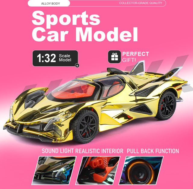 MAKEDA Apollo Evo Sportwagen, Spielzeugmodell, 1:32, Metall, Gold - Bild 1