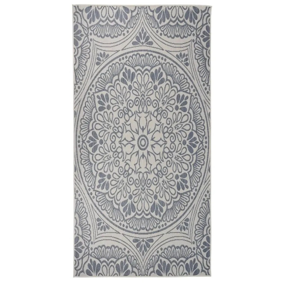 vidaXL Outdoorteppich Flachgewebe mit blauem Muster, UV-beständig, B/T: 100 x 200 cm - Bild 2