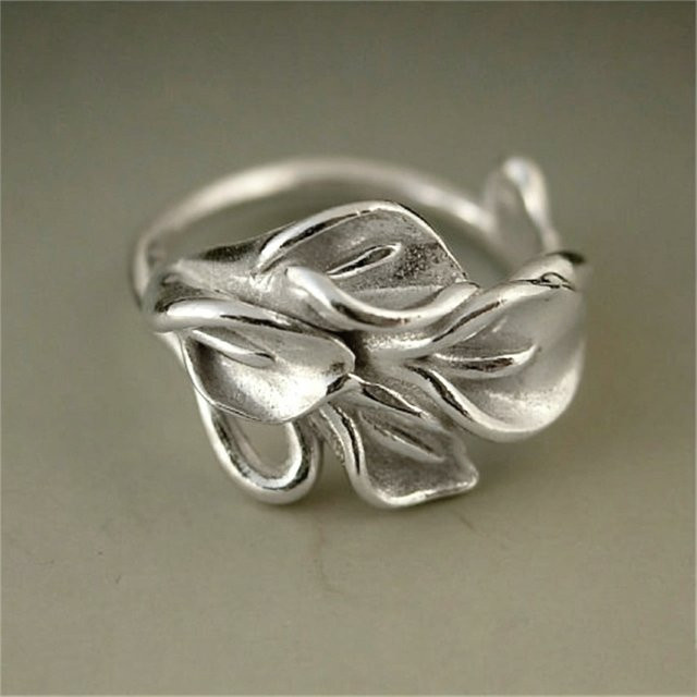 Damenring Vintage, Edelstahl, Silber, Geometrisches Design - Bild 1