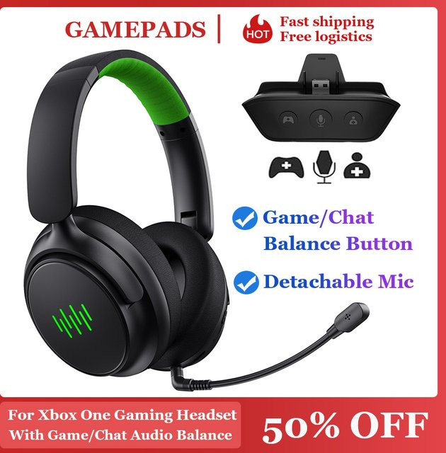 Bonadget Kabelloses Gaming-Headset mit 3D-Surround-Sound und Game/Chat-Audio-Balance in Schwarz für Xbox, PlayStation, PC und Nintendo Switch - Bild 1