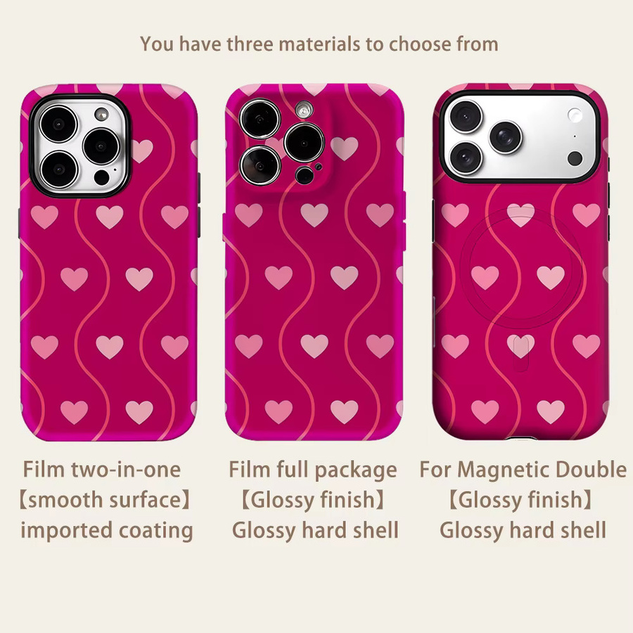 Potdemiel Handyhülle Fuchsia Wave & Heart für iPhone 17 16 15 14 13 Pro Max Plus, robuste doppelschichtige Hülle mit Magnetfunktion - Bild 2