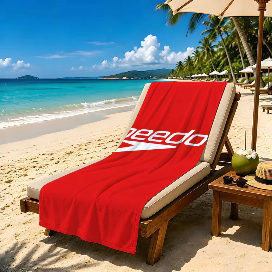 S-Speedo Strandtuch aus Mikrofaser, sandfrei und schnell trocknend, Weiß/Rot - Bild 2