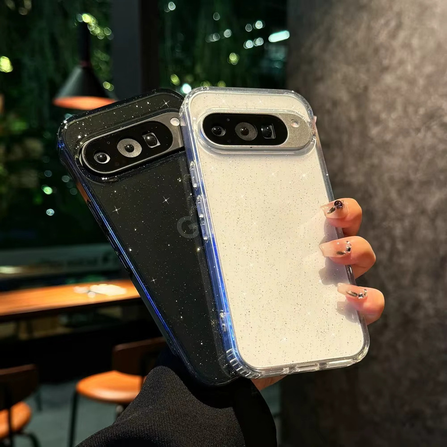 Transparente Pailletten Handyhülle für Google Pixel 9 10 11 Pro XL 10A 9A 8A 8 aus PC und TPU in Multicolour - Bild 1