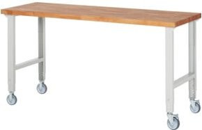 Rau Fahrbare Werkbank 7000-1 höhenverstellbar in Grau und Braun, B: 200 cm, T: 70 cm, H: 95-100 cm - Bild 1