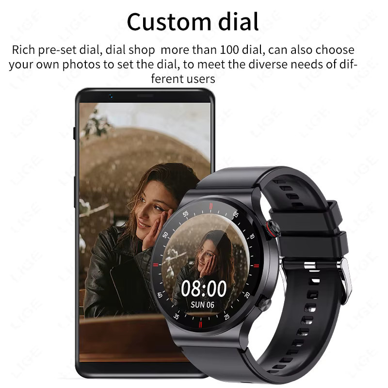 LIGE Smartwatch, Schwarz, Silikon, NFC, Bluetooth, Unisex - Bild 5