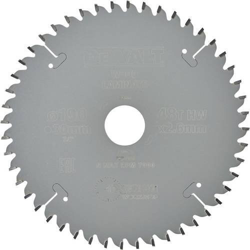 DEWALT DT4094-QZ Kreissägeblatt für Handkreissägen, 190 mm Durchmesser, 30 mm Bohrung, 48 Zähne, Carbide Tipped, Silber - Bild 1
