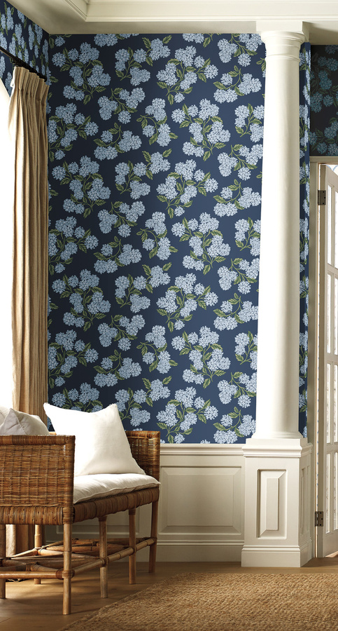 Rifle Paper Co. Tapete Hydrangea Blau Floral Botanical Non-Woven RI5142 - Bild 1