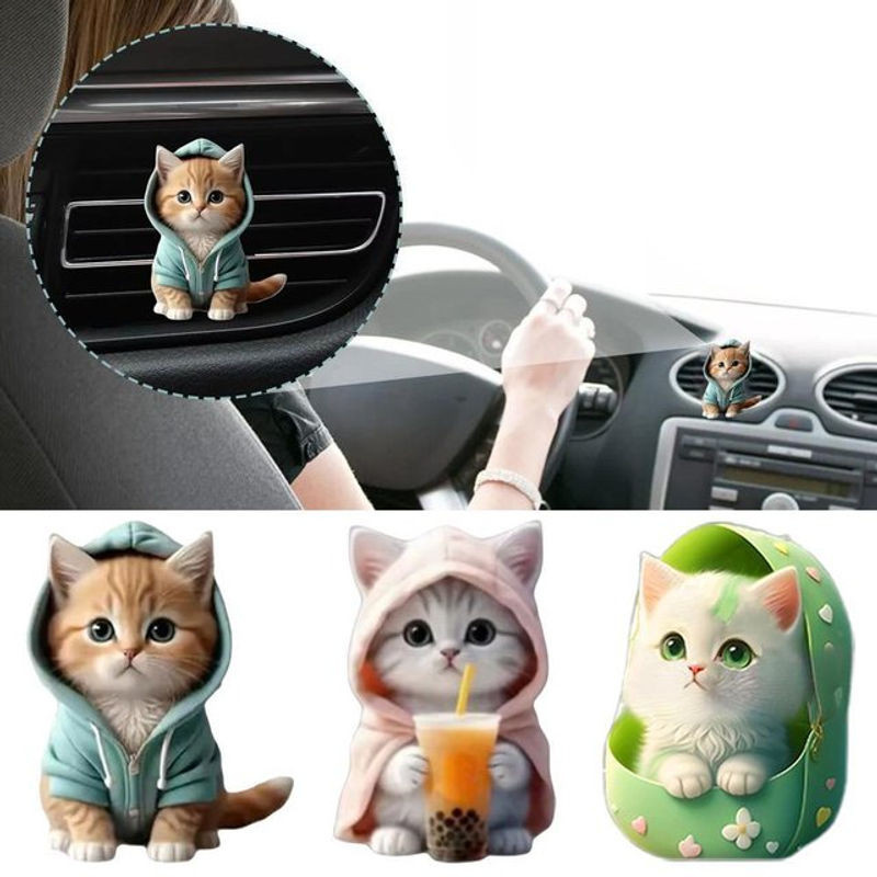 Auto Lufterfrischer Katze 2D Parfüm Clip für die Klimaanlage zur Aromatherapie, mehrfarbig - Bild 1