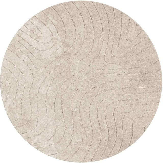 vidaXL Bereichsteppich PALMERAS Rund, Beige, Durchmesser: 160 cm, Polyester - Bild 1