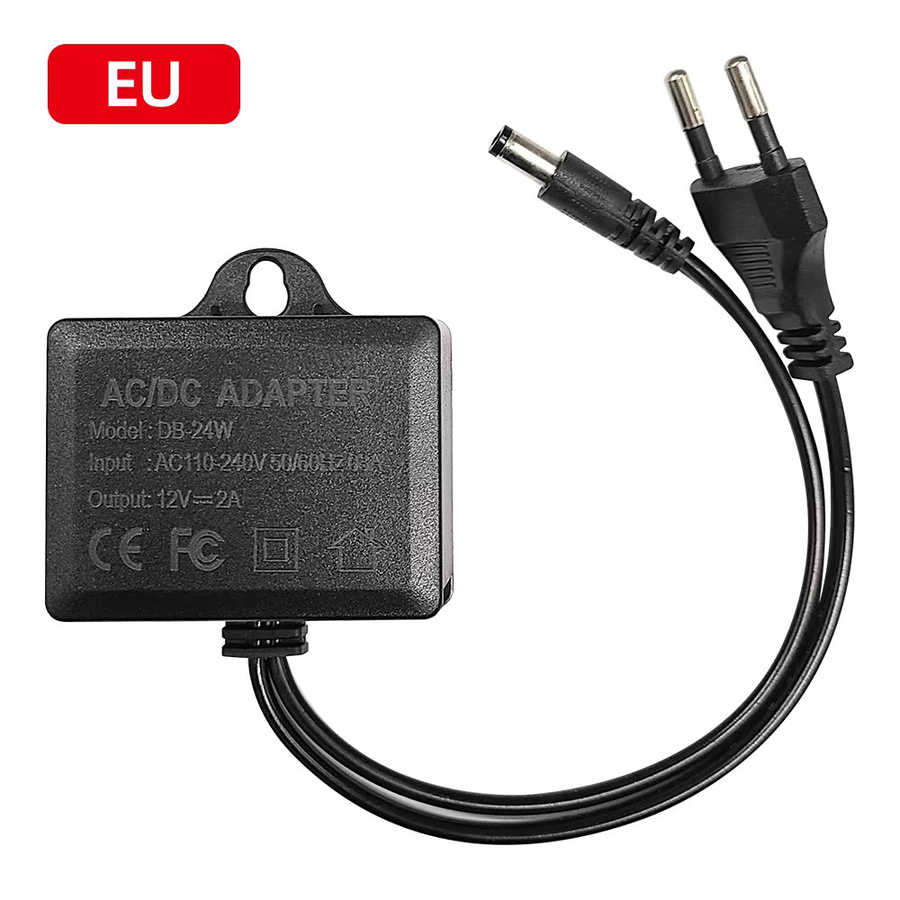KERUI AC/DC 12V 2A CCTV Kamera Netzteil Wasserdicht Outdoor mit EU und US Stecker in Schwarz - Bild 2