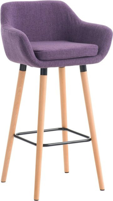 DELUKE Barhocker VILO mit Lehne in Lila, Stoffbezug und Buchenholz, H x B x T: 99 x 55 x 46 cm - Bild 1