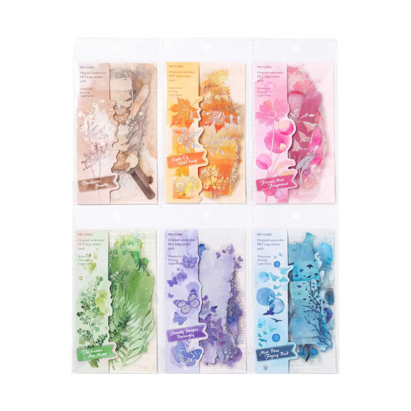 JIANWU PET-Aufkleber Aquarell Fließende Licht-Serie Vintage Pflanzen- und Blumenlandschaft Multicolour für kreatives Journaling - Bild 2