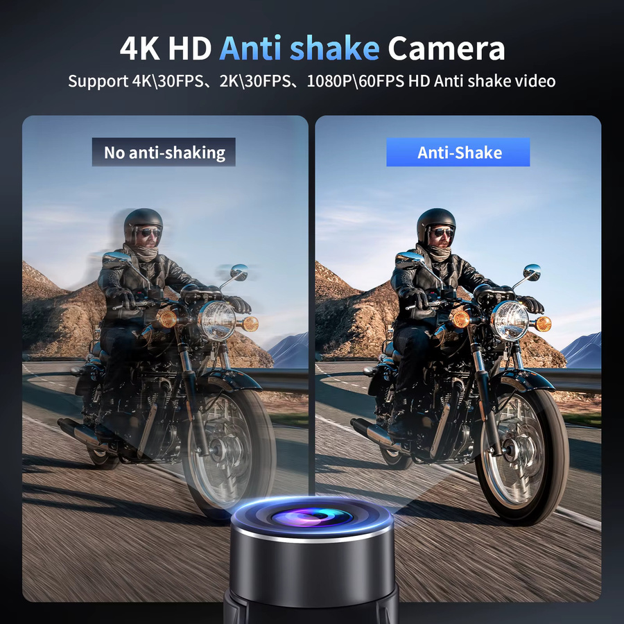 Fodsports FX60C Motorrad-Gegensprechanlage mit Bluetooth 5.4 und 4K HD Anti-Shake-Action-Kamera in Schwarz - Bild 2