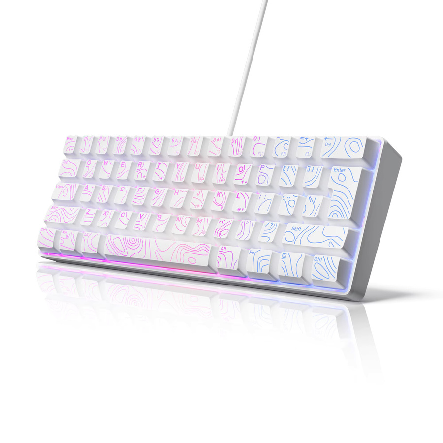 7KEYS Kompakte 60% Kabelgebundene Tastatur mit RGB-Hintergrundbeleuchtung und Membrantasten in Weiß - Bild 7