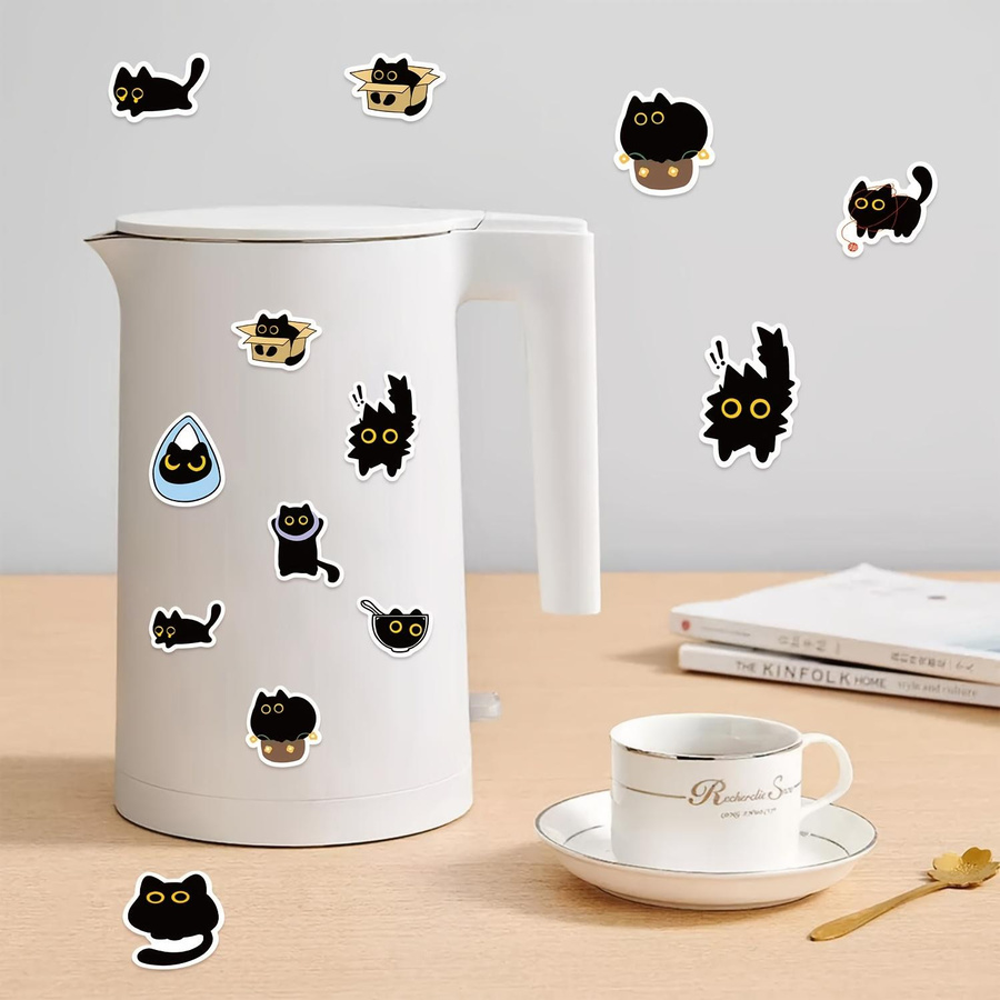 Ouyaohong Schwarze Katzen Aufkleber aus Papier für Schreibwaren und Geschenkverpackungen - Bild 2