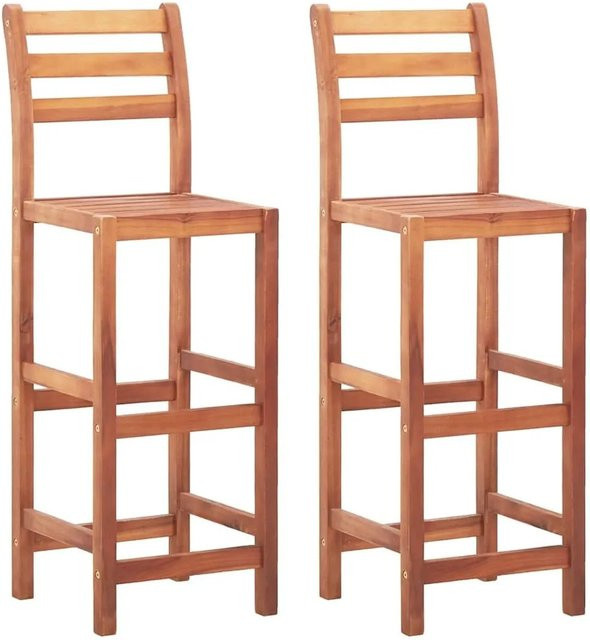 vidaXL Barhocker 2er Set aus Akazien-Massivholz in Braun, geölt - Bild 1