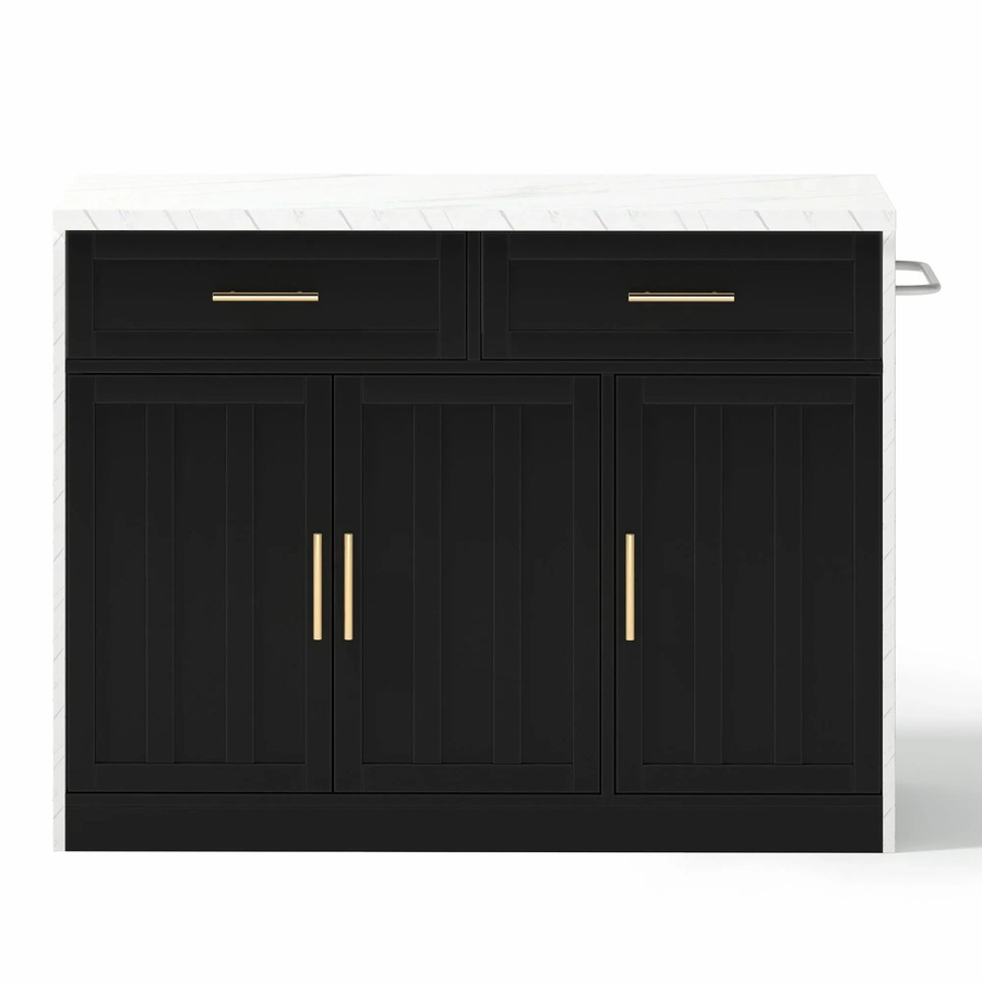okwish Kücheninsel mit Steckdosen und USB-Anschlüssen, Schwarz, B/T/H: 120 x 60 x 91 cm - Bild 2