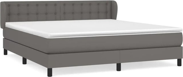 vidaXL Boxspringbett mit Matratze in Grau aus Kunstleder, Hybridbett mit Taschenfederkern, B/T: 160 x 200 cm - Bild 1