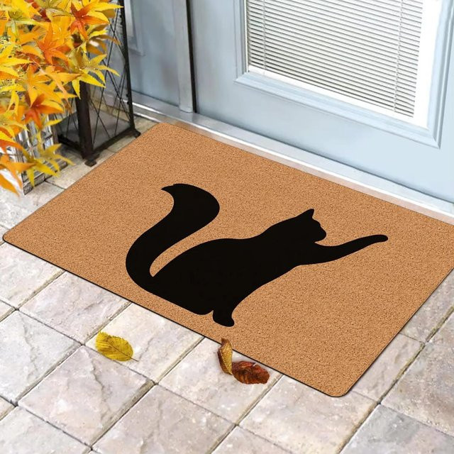 Dekorative Fußmatte von Lodestar mit Katzenmotiv in Schwarz und Braun, rutschfest und waschbar, B/T: 80 x 50 cm - Bild 1