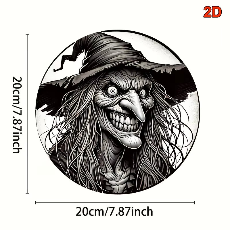 Potdemiel Rundes Metall-Aluminiumschild Vintage Gothic Hexe Wanddekoration, Durchmesser: 20,3 cm, Mehrfarbig - Bild 2